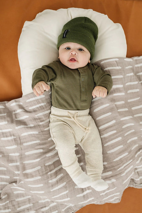 Mebie Baby Ribbed Long Sleeve Bodysuit | Winter Green