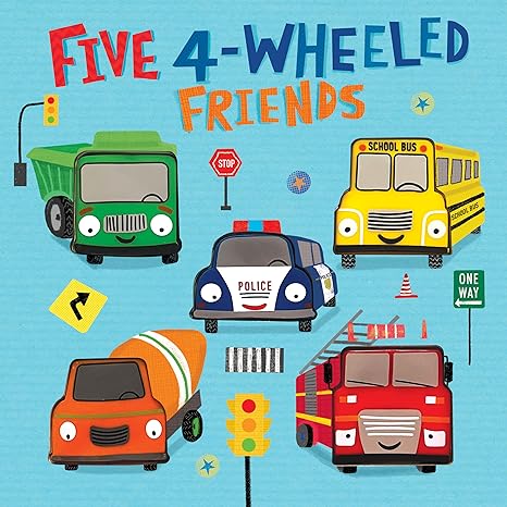 Little Hippo Books | Five 4-Wheeled Friends Touch and Feel Sound Book