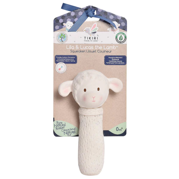 Tikiri Bahbah The Lamb Squeaker with Natural Organic Teether Head