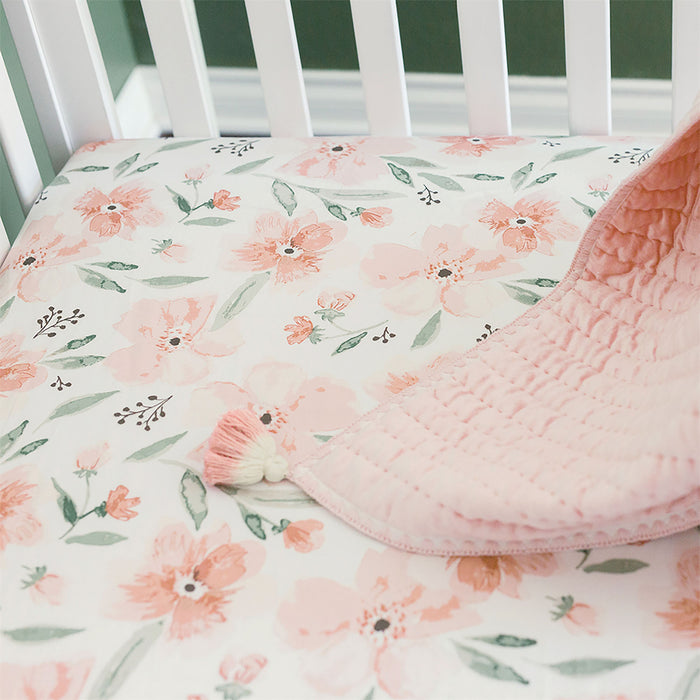 Crane Baby Crib Sheet | Floral