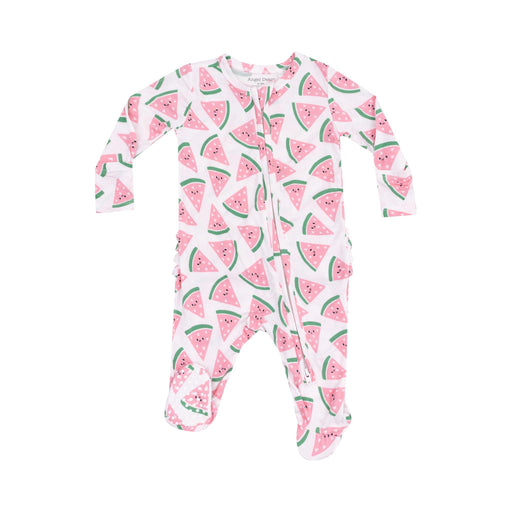 Baby onesie with watermelon pattern on a white background