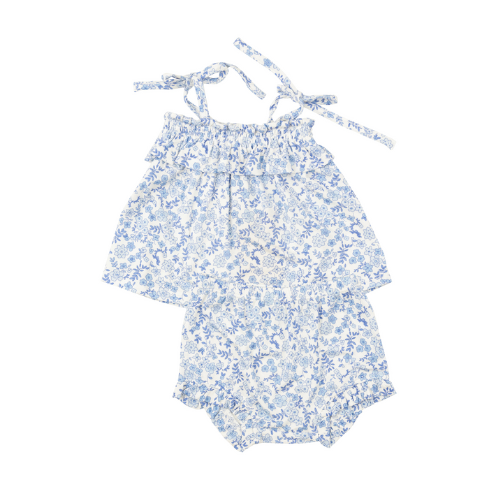 Angel Dear Ruffled Top & Bloomer | Blue Calico Floral