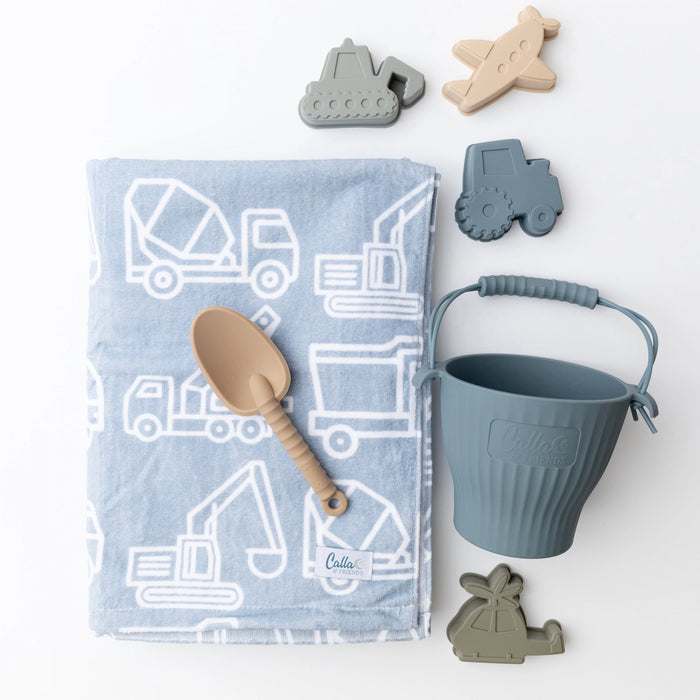 Calla & Friends | The Kenzie Beach Towel | Trucks and Diggers | Powder Blue