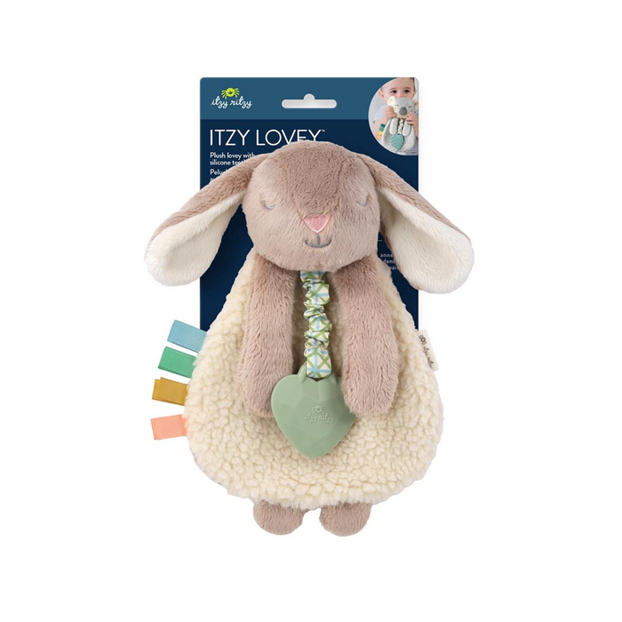 Itzy Lovey Plush with Teether | Taupe Bunny