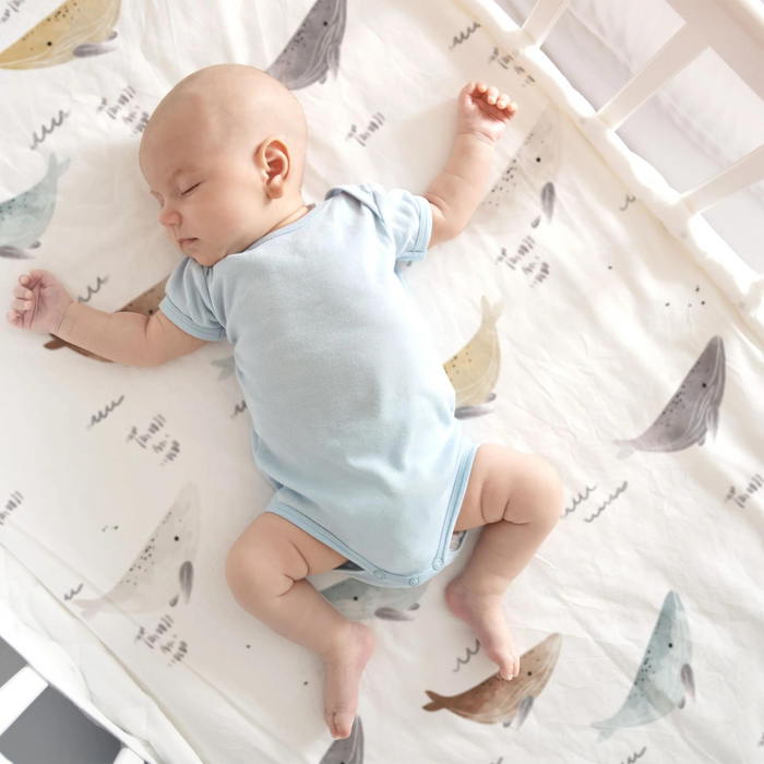 Kushies Baby Crib Sheet | Whales
