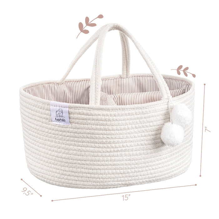 Fephas Cotton Rope Diaper Caddy- Off white