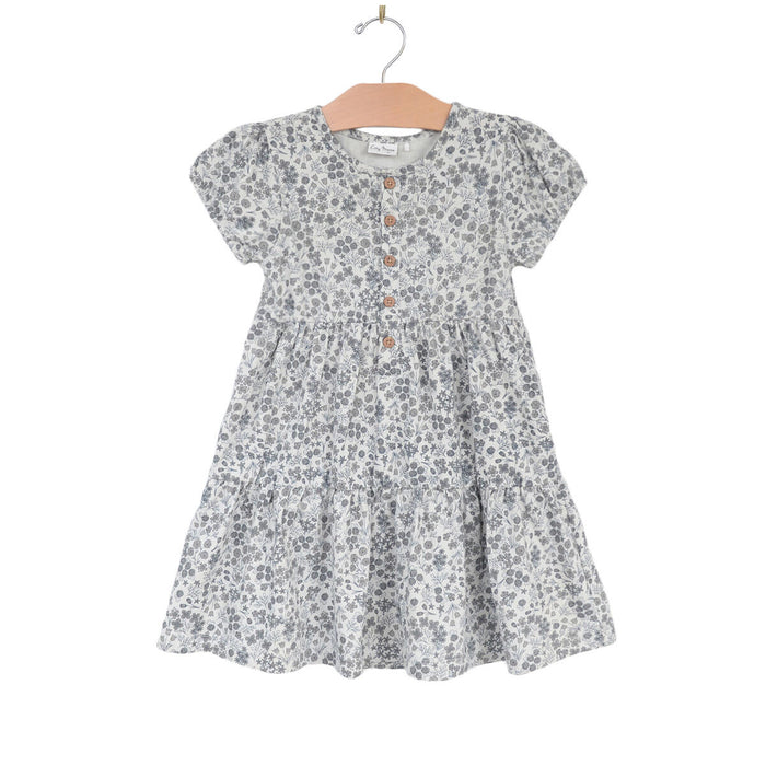 City Mouse Puff Sleeve Henley Dress | Calico Foral