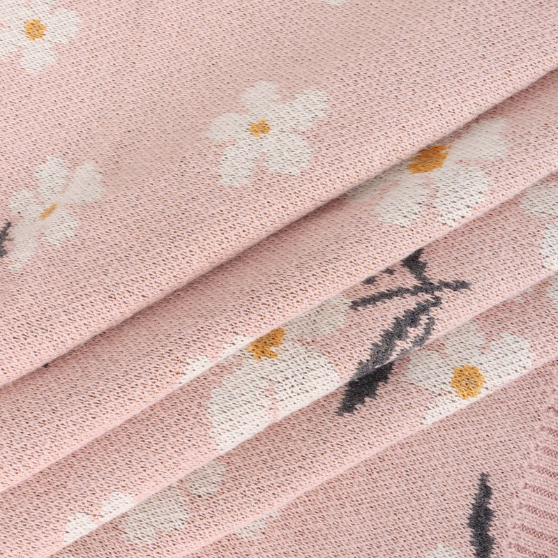 Viverano Organics | Organic Jacquard Sweater Knit Baby Blanket | Daisy Floral