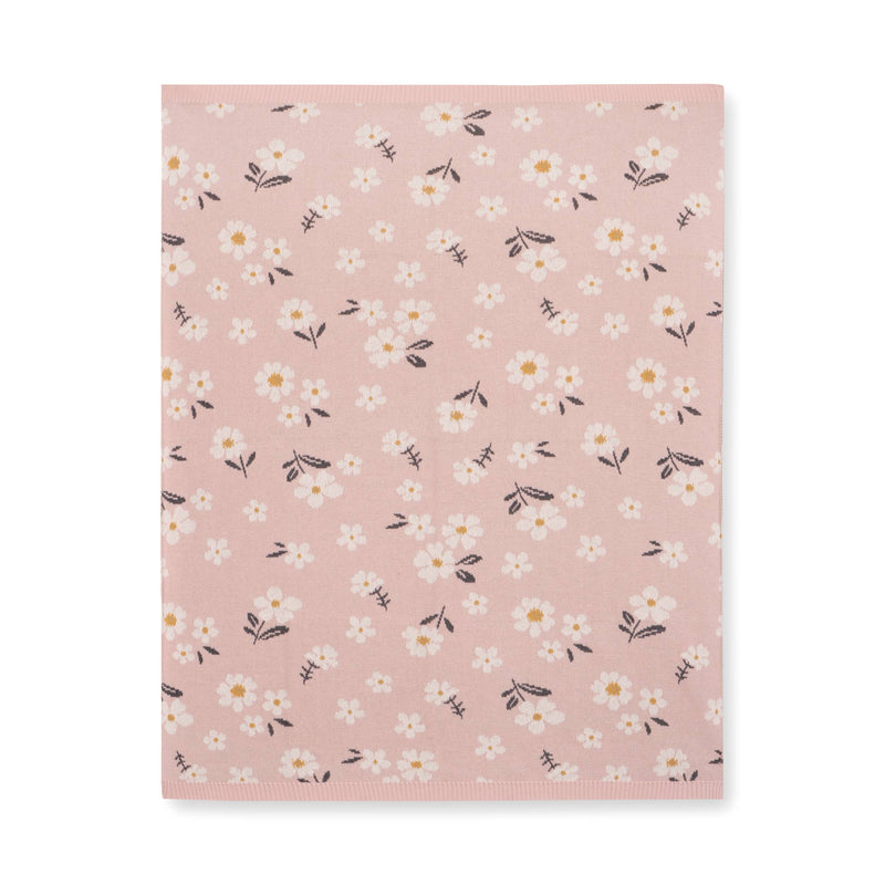 Viverano Organics | Organic Jacquard Sweater Knit Baby Blanket | Daisy Floral