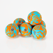 Six Fat Brain Air Toobz Giggle Balls with orange and turquoise pattern
