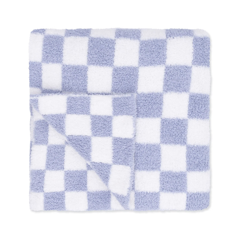 Angel Dear | Chenille Checkerboard Blanket | Dusty Blue