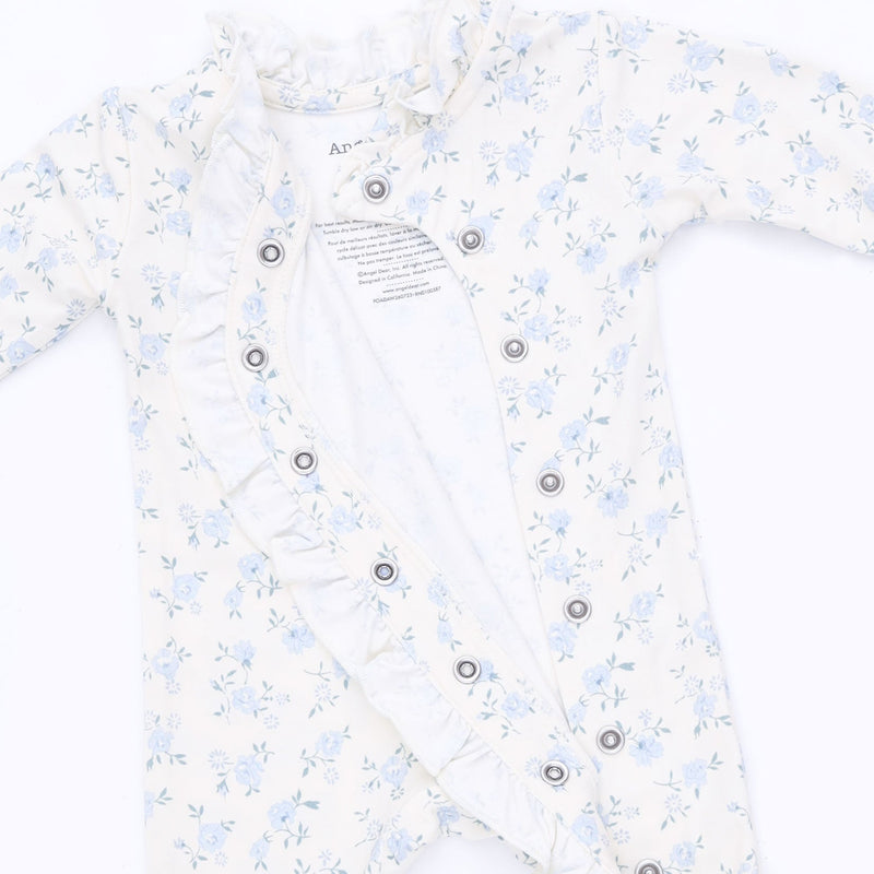 Angel Dear | Kimono Ruffle Snap Footie | Rose Briar
