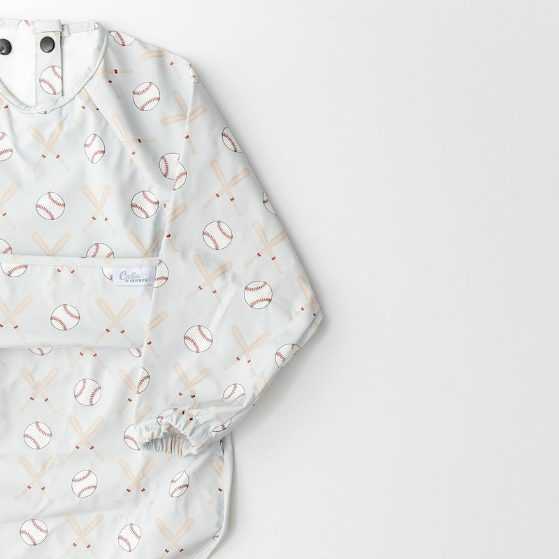 Calla & Friends | The Grayson Waterproof Long Sleeve Bib | Baseball | Gray