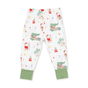 Angel Dear Beach Christmas loungewear pants with green ankle cuffs