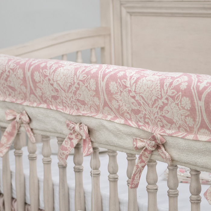 Custom Bedding | Crib Rail Cover | Briley Floral w/ Wooley Creme Inset