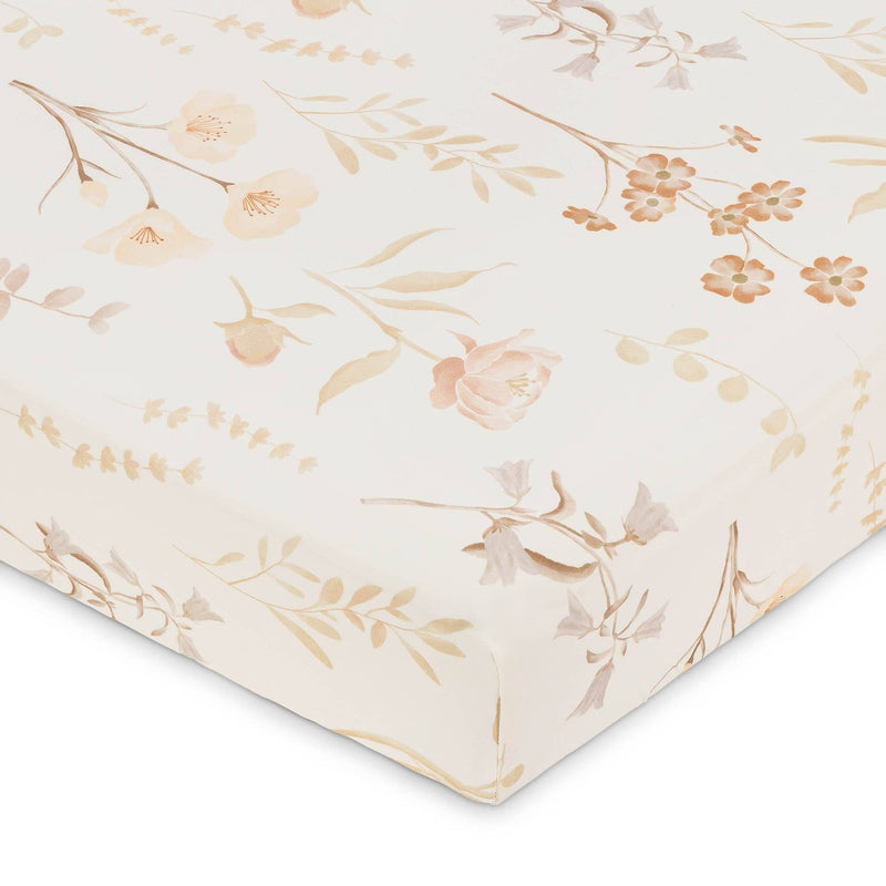 Crane Baby | 100% Cotton Sateen Fitted Crib Sheet | Violet Floral