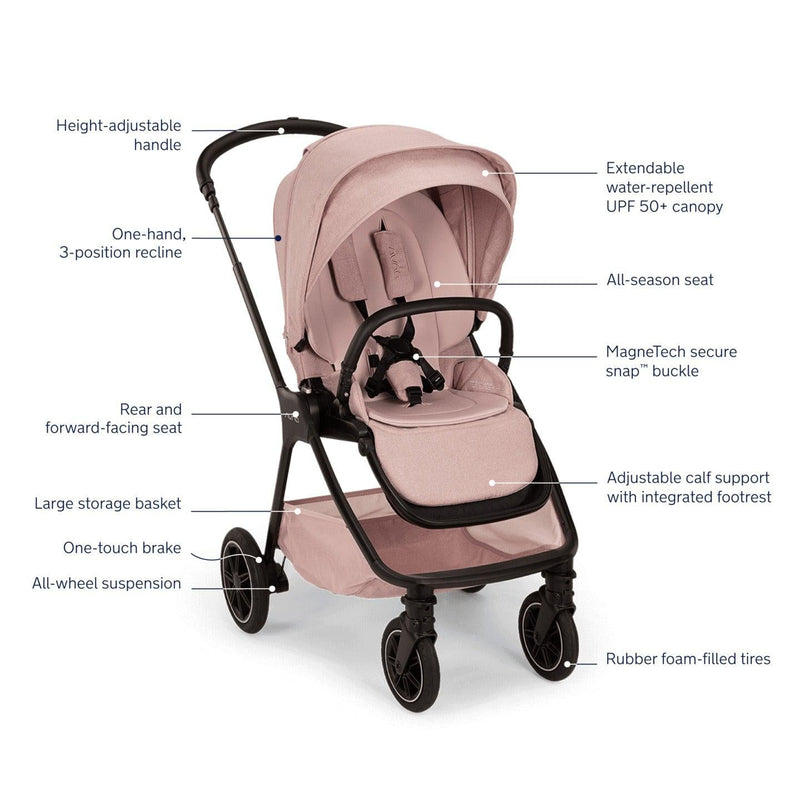 Nuna TRIV Next Stroller with Magnetic Buckle | Thistle Collection
