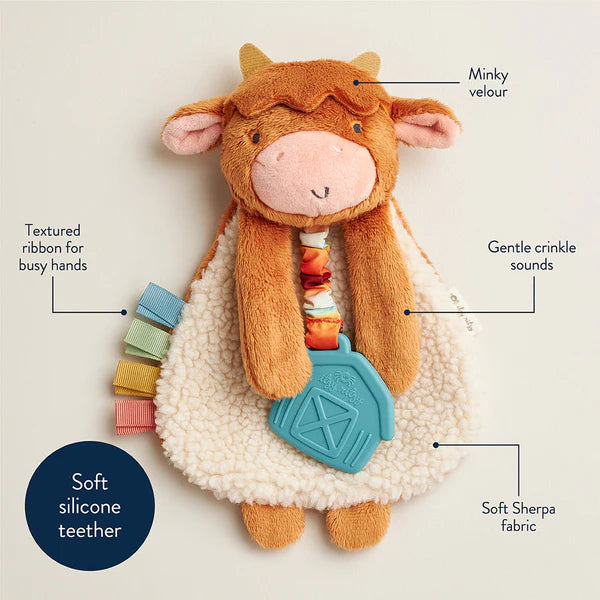 Itzy Ritzy Plush Lovey Teether | Highland Cow