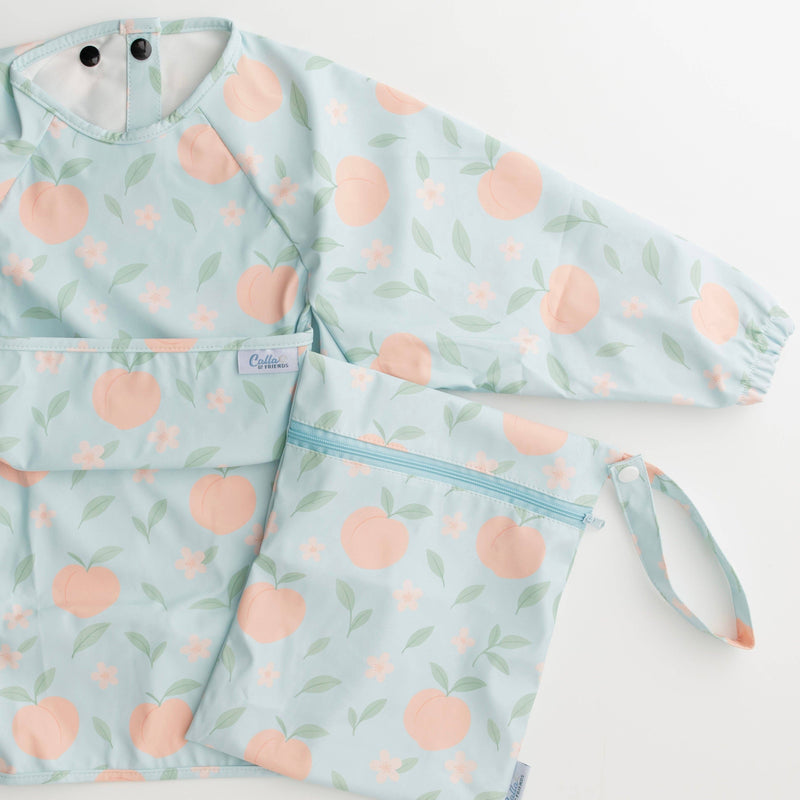 Calla & Friends | The Grayson Waterproof Long Sleeve Bib | Peach Blossom