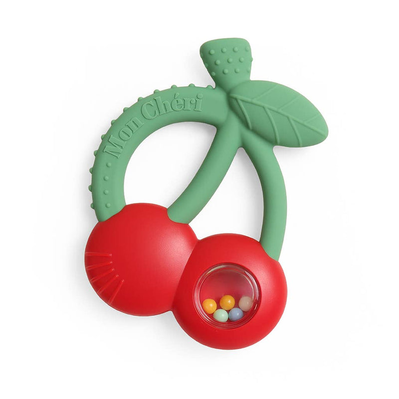 Itzy Ritzy | Bitzy Shake™ Silicone Teether with Rattle | Cherries