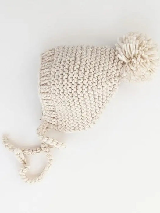 Huggalugs Natural Garter Stitch Knit Bonnet