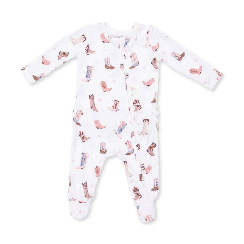 Angel Dear | 2 Way Ruffle Back Zipper Footie | Buckarette Boots