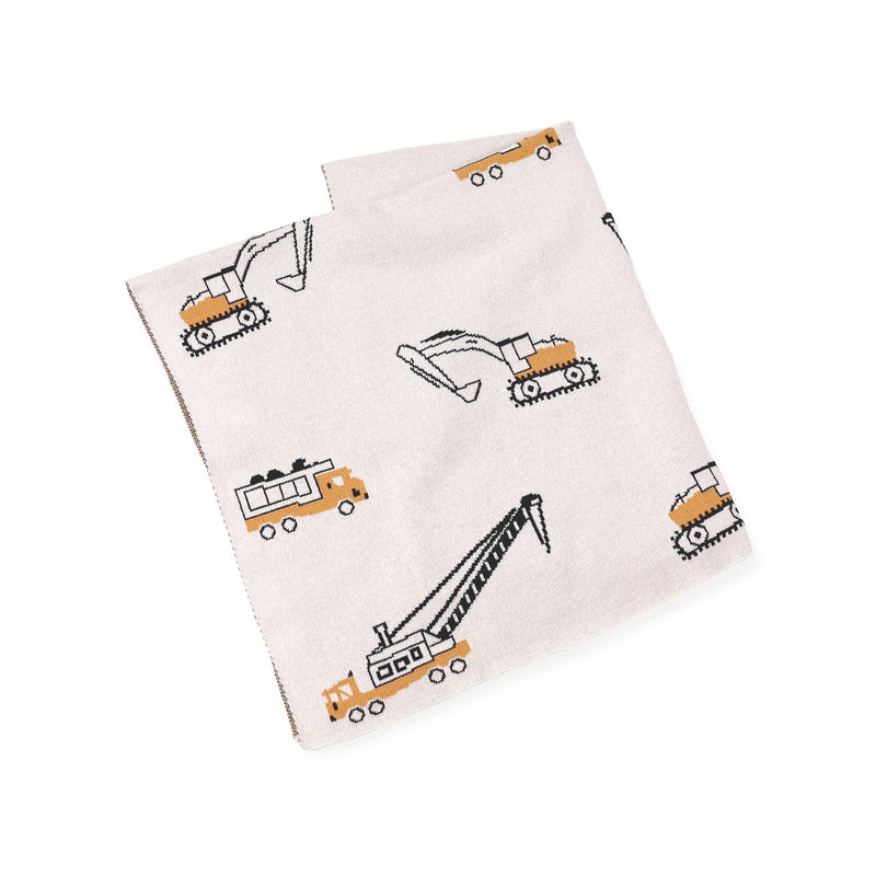 Viverano Organics | Organic Cotton Jacquard Sweater Knit Baby Blanket | Trucks