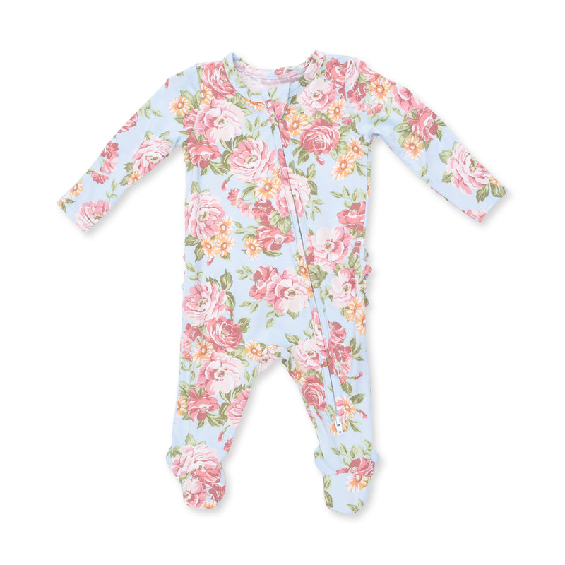 Angel Dear | 2 Way Ruffle Back Zipper Footie | Angeline Floral