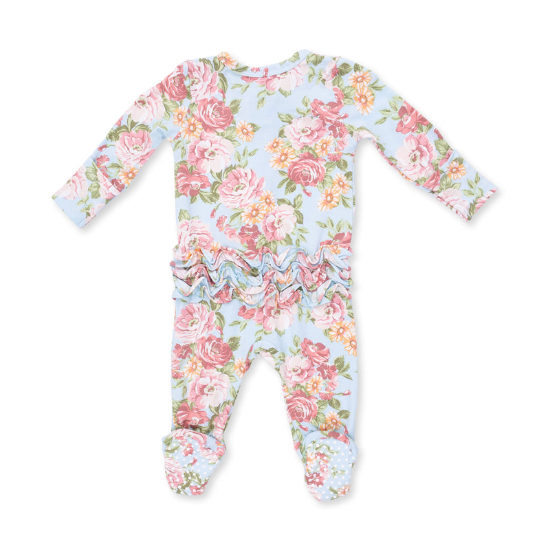 Angel Dear | 2 Way Ruffle Back Zipper Footie | Angeline Floral