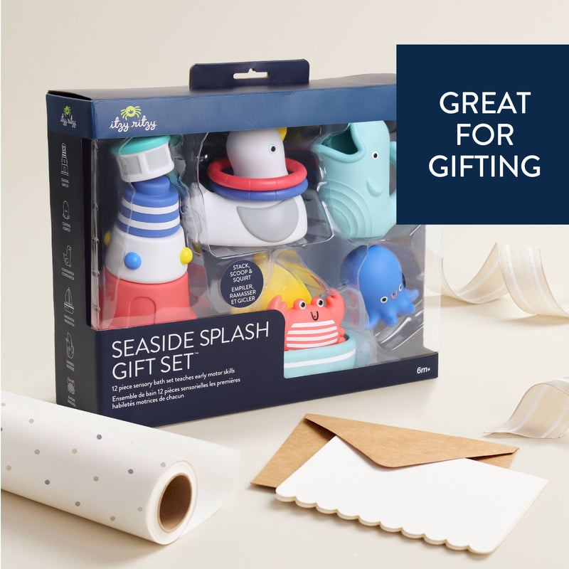 Itzy Ritzy | Seaside Splash Gift Set™ Bath + Water Toy