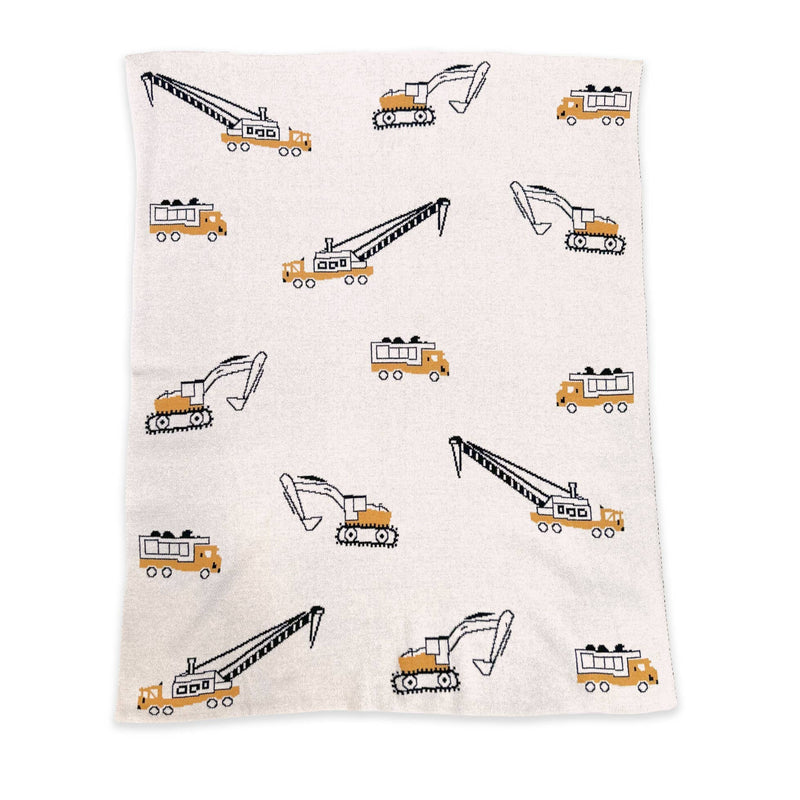 Viverano Organics | Organic Cotton Jacquard Sweater Knit Baby Blanket | Trucks