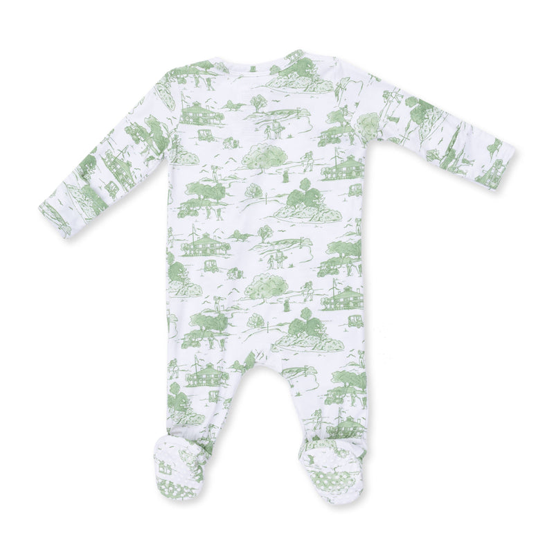 Angel Dear | 2 Way Zipper Footie | Golf Toile Green