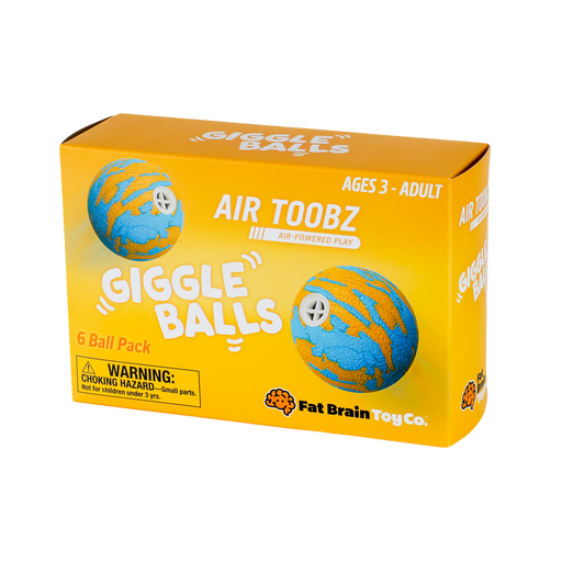 Fat Brain Toy Co. Air Toobz Giggle Balls 6-pack in yellow retail box
