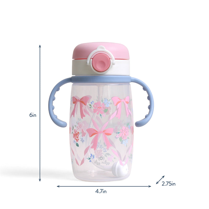 Itzy Ritzy | Itzy Sips™ Straw Cup With Snap-Close Lid | Ribbons & Roses