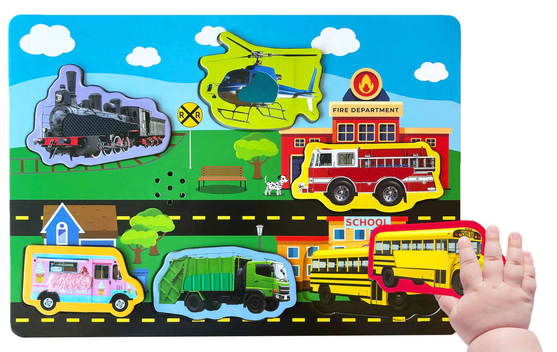 Little Hippo Books | Brilliant Baby Sensory Vehicles Sound Puzzle