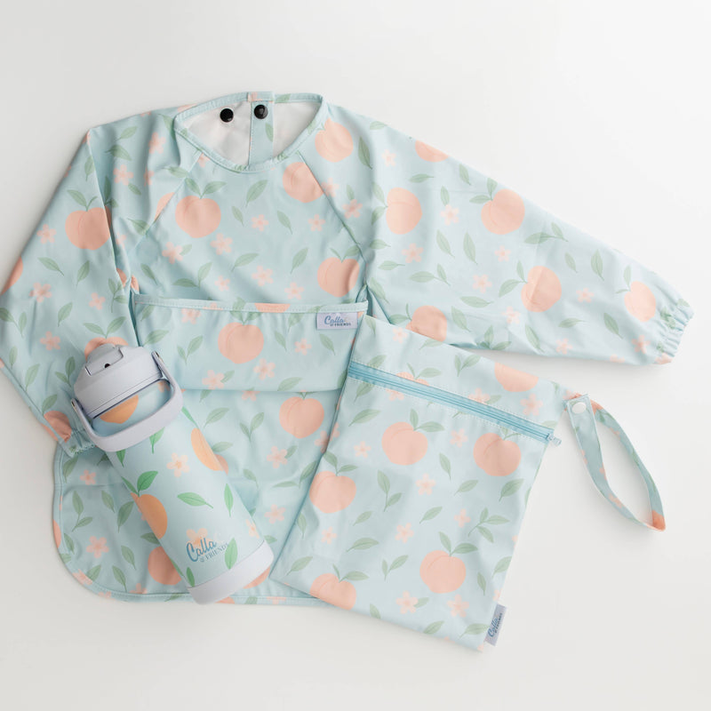 Calla & Friends | The Grayson Waterproof Long Sleeve Bib | Peach Blossom