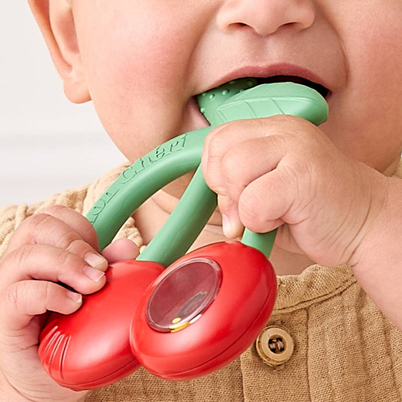 Itzy Ritzy | Bitzy Shake™ Silicone Teether with Rattle | Cherries