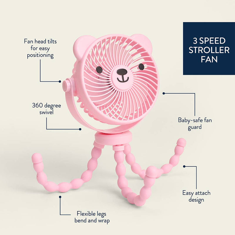Itzy Ritzy | Itzy Breeze 3-Speed Stroller Fan™ | Pink
