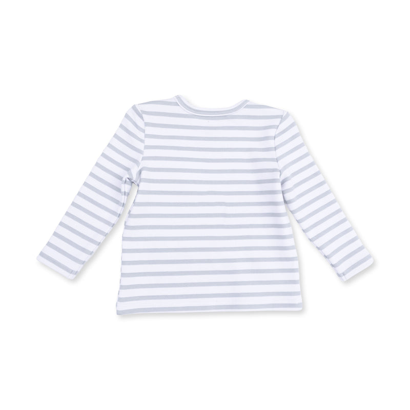 Back of the Angel Dear Mama Mallard long sleeve gray striped shirt