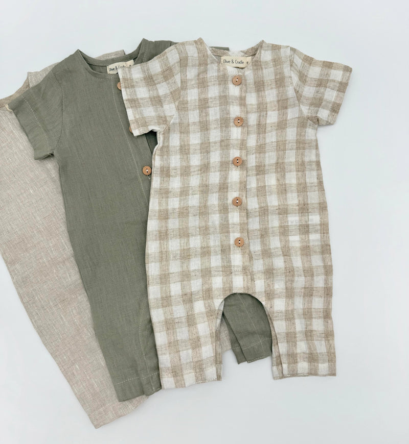Olive & Cradle | Sami II Linen Jumper | Oat Gingham