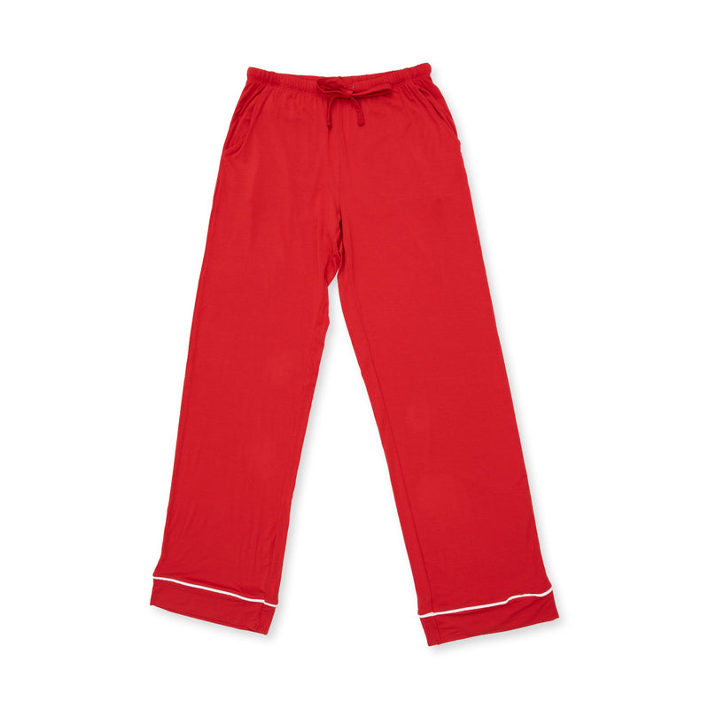 Angel Dear Ribbon Red kids pajama pants with white piping at the cuffs