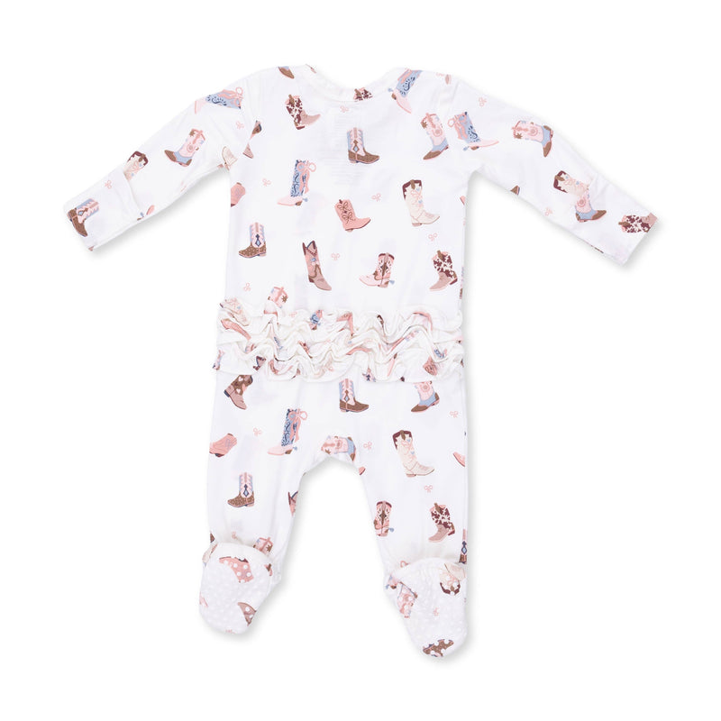 Angel Dear | 2 Way Ruffle Back Zipper Footie | Buckarette Boots