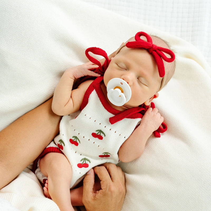 Lou Lou & Co | Sweater Bow Headband |  Small | Red Chunky Knit