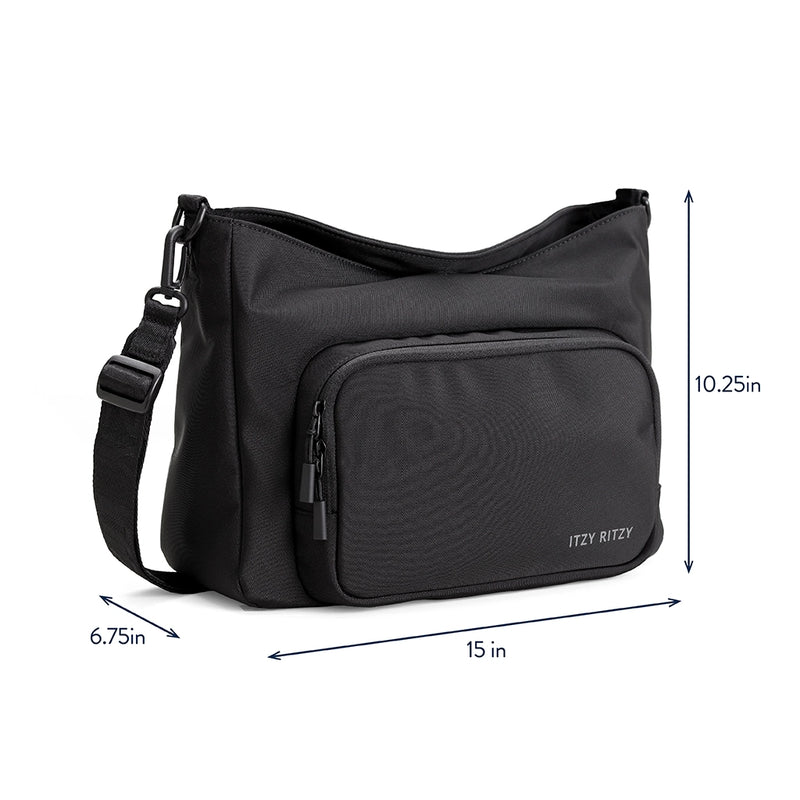Itzy Ritzy transitional caddy shown with dimensions and compact profile