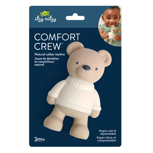 Itzy Ritzy Comfort Crew teething bear displayed in retail packaging