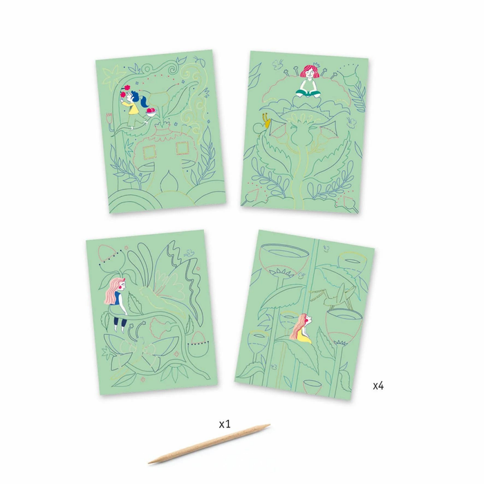 DJECO | Scratch Cards Activity Set | Fantasy Garden