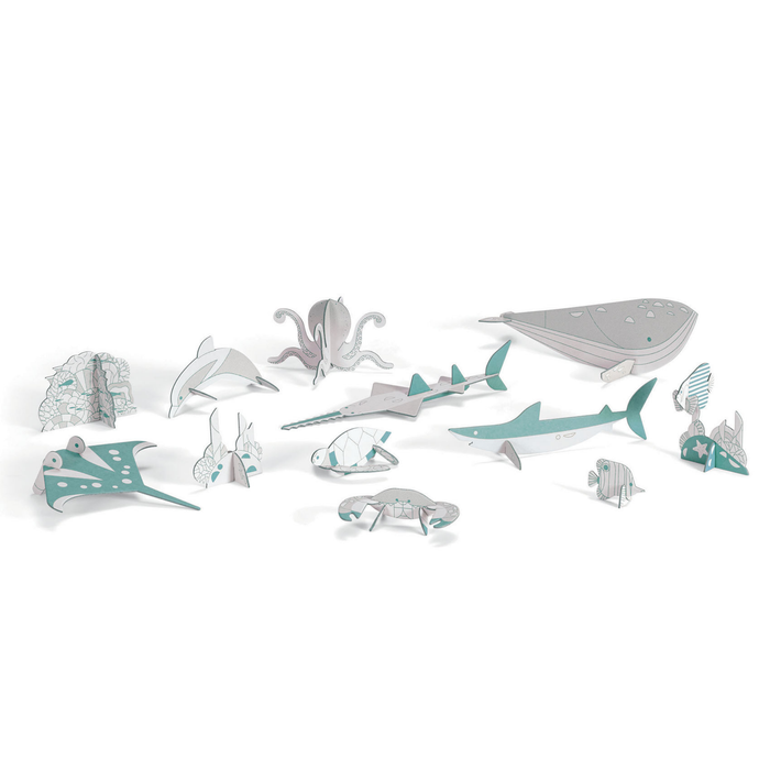 DJECO | DIY Craft Kit Sea Life Color. Assemble. Play