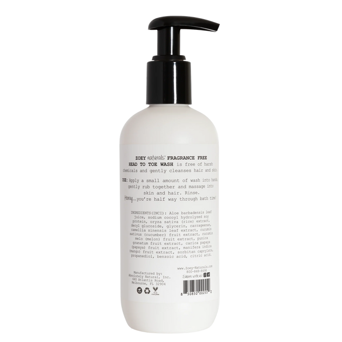 Zoey Naturals | Head To Toe Wash | Fragrance Free