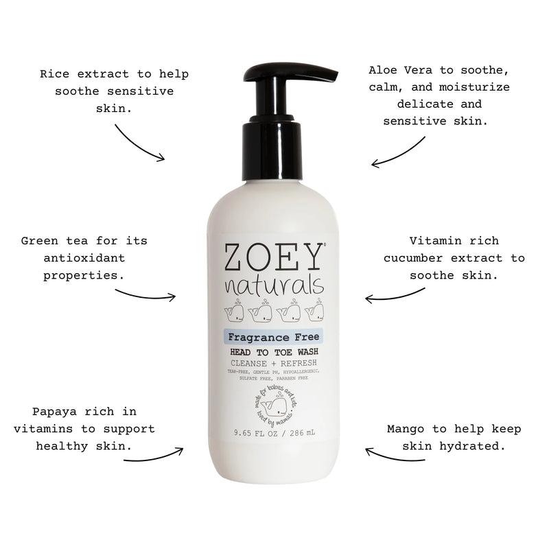 Zoey Naturals | Head To Toe Wash | Fragrance Free