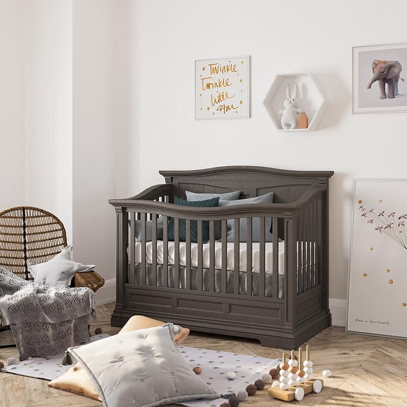 Romina Imperio l Convertible Baby Crib (Open Back) l Solid Wood Nursery Crib